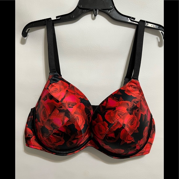 Cacique Intimates & Sleepwear Cacique Bra Smooth Ec Plus Size 44d Boost Plunge Rose Pattern